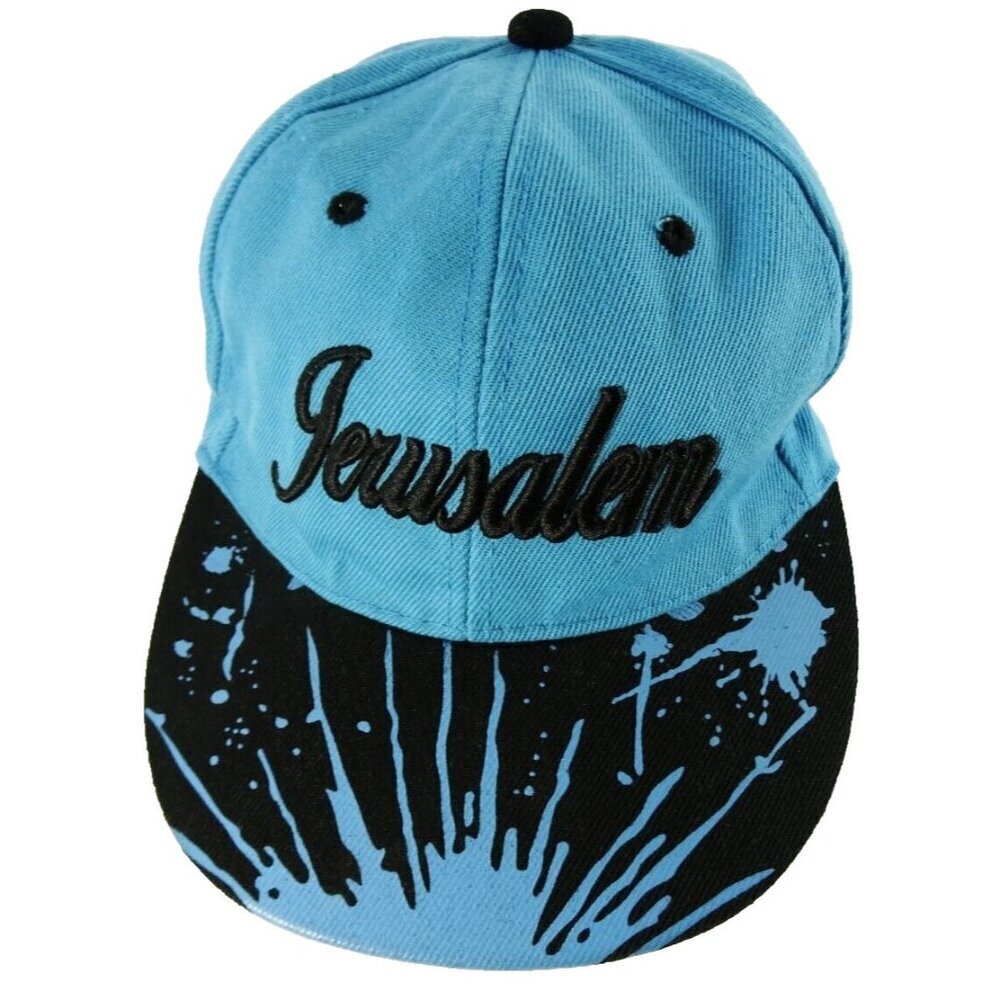 Jerusalem Souvenir Baseball Cap Hat Blue Black Israel Snapback Mens